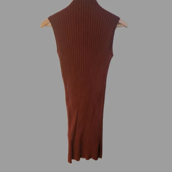 Rust Sleeveless Ribbed Knit Dress‎ S/p - Picture 2 of 4